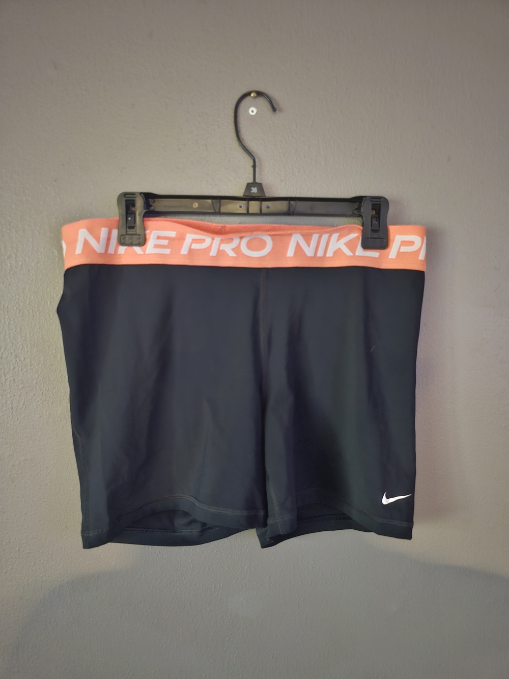 Nike Black Bike Shorts with Coral Logo Waistband